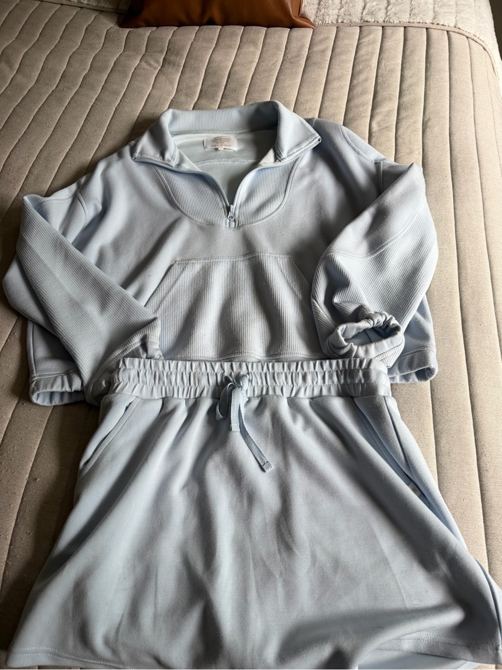 Simply Southern Light blue half zip + skort set size medium - Picture 2 of 4